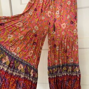 Ararat Floral Coral-Pink Wide-Leg Pants